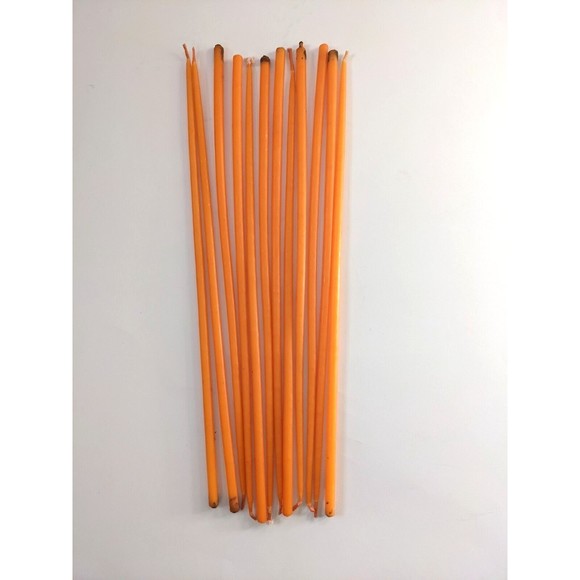Vintage Mid-Century Danish Taper Candles Super Thin Slim Orange Halloween 15" - Picture 5 of 5